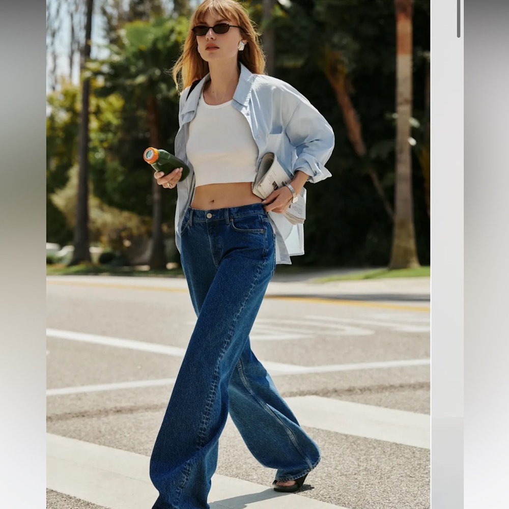 Reformation Cary Low Rise Wide Leg Jeans in Cleary